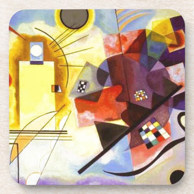 Gelbe blaue Kandinsky-Abstrakte Malerei Untersetzer (Vorderseite)