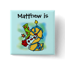 Gelbe/blaue Kerze Clown 2. Geburtstagskarte