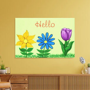 Gelbe Blaue Lila Blumen Garten Leinwand