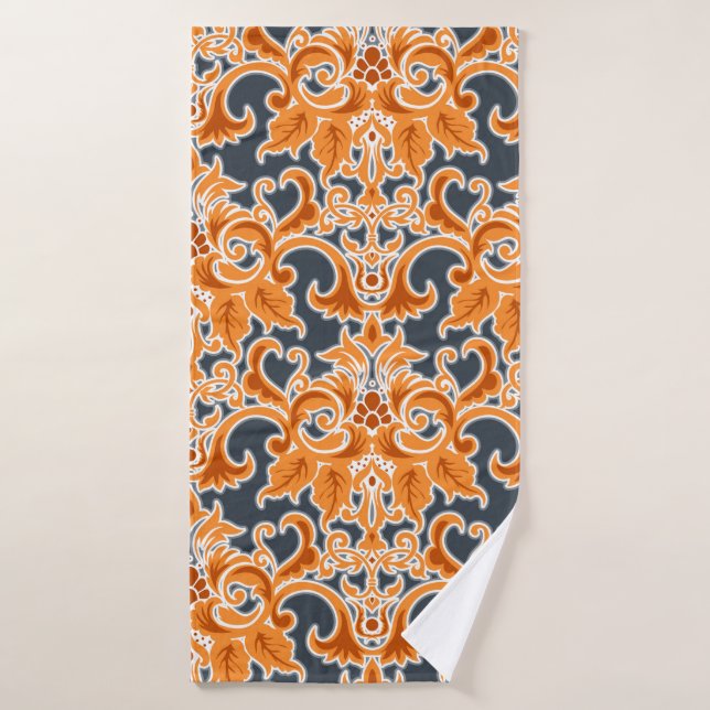 Gelbe blaue Ornament Nahtloser Hintergrund Pattern Badehandtuch (Badehandtuch)