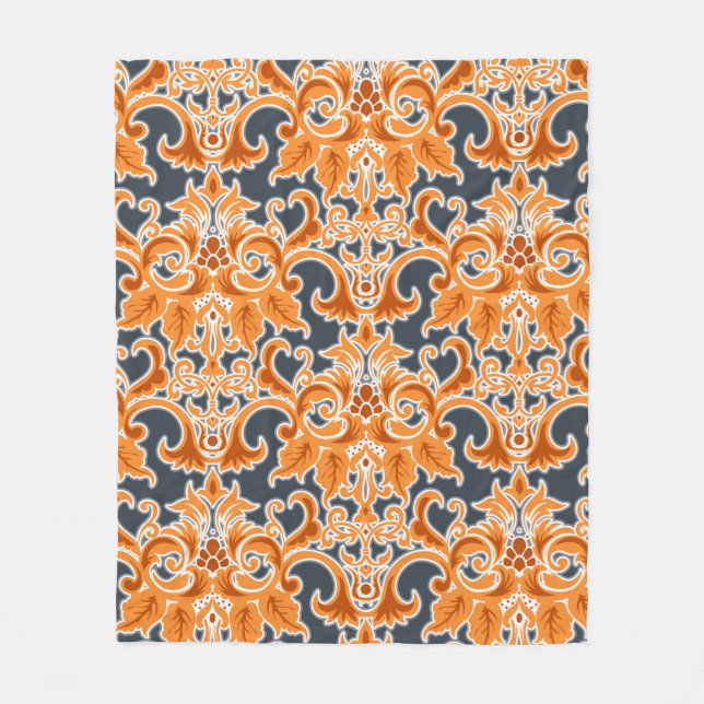 Gelbe blaue Ornament Nahtloser Hintergrund Pattern Fleecedecke (Vorderseite)