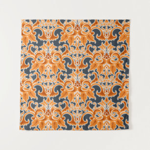 Gelbe blaue Ornament Nahtloser Hintergrund Pattern Wandteppich