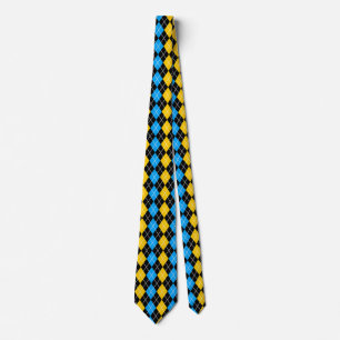 Gelbe blaue Raute Diamant Design Krawatte