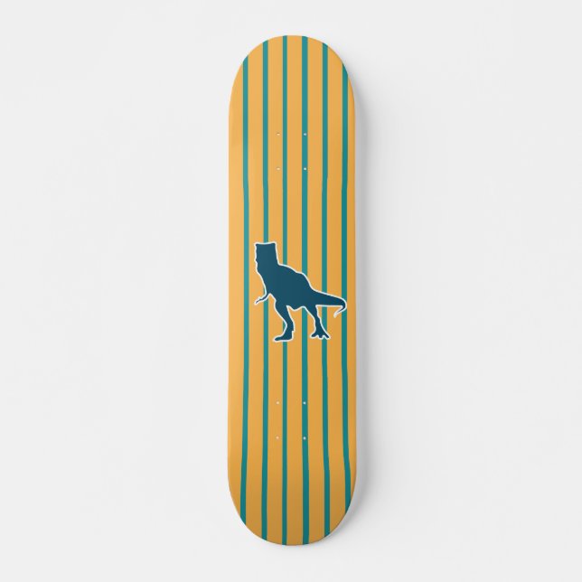 Gelbe blaue Streifen Dinosaurier T-rex Skateboard (Vorne)