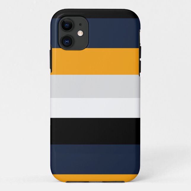 Gelbe, blaue, weiße und schwarze Streifen Case-Mate iPhone Hülle (Rückseite)