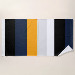 Gelbe, blaue, weiße und schwarze Streifen Strandtuch