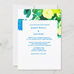 Gelbe bläuliche Blätter Art Custom Wedding Einladung