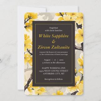 Gelbe Blossom Schwarze Hochzeit Einladung