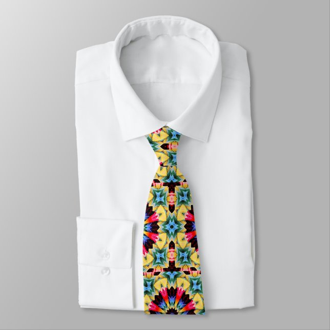 Gelbe Blume Abstrakt Neck Tie Krawatte (Gebunden)