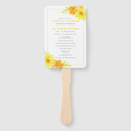 Gelbe Blume Aquarellfarben Hochzeitsprogramm Fächer
