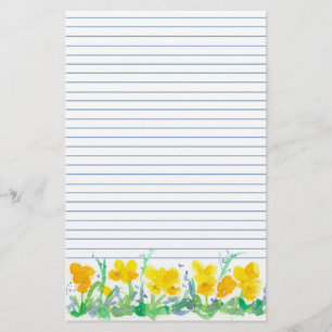 Gelbe Blume Aquarellmalerei Liniert Briefpapier