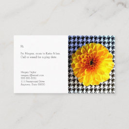 Gelbe Blume auf Hahnentrittmuster Telefonnummerkarte