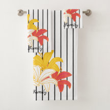 Gelbe Blume auf Schwarz-weißem Streifen