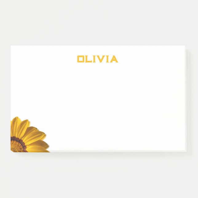 Gelbe Blume auf schwarzem Hintergrund Post-it Klebezettel (Vorderseite)