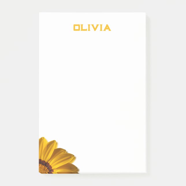 Gelbe Blume auf schwarzem Hintergrund Post-it Klebezettel (Vorderseite)