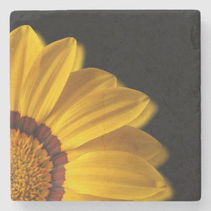 Gelbe Blume auf schwarzem Hintergrund Steinuntersetzer