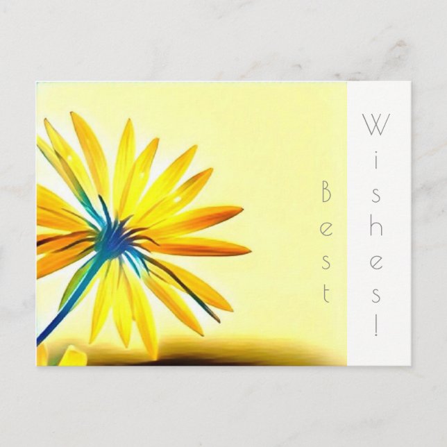 Gelbe Blume Beste Wünsche Postkarte (Vorderseite)