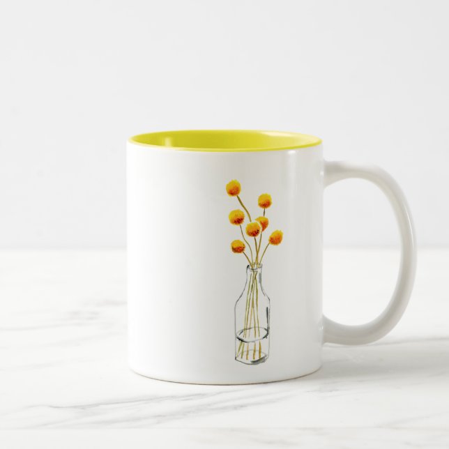 Gelbe Blume Billy Bob Kunst Zweifarbige Tasse (Rechts)