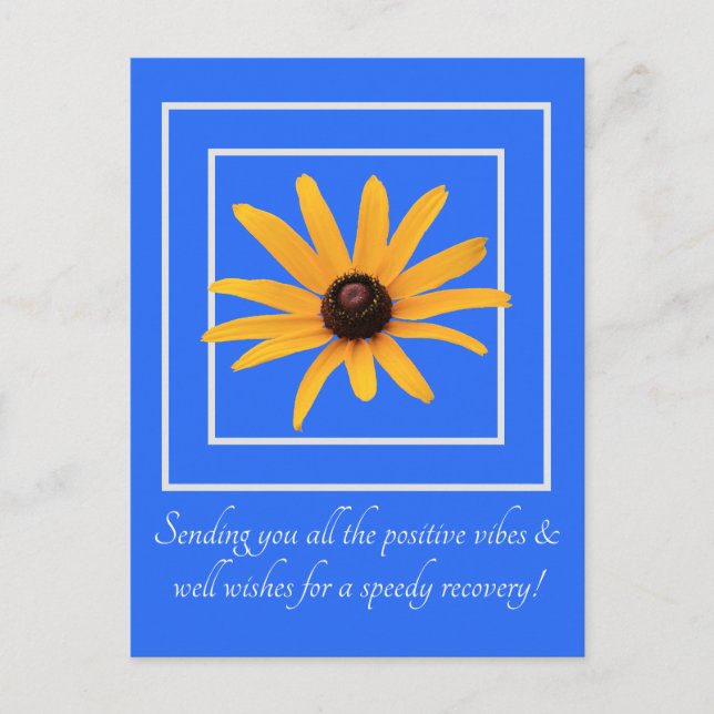 Gelbe Blume Blau Hell Inspirierend Genesung Postkarte (Vorderseite)