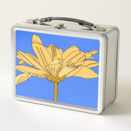 Gelbe Blume, blau und gelb Metall Brotdose