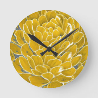 Gelbe Blume botanisch Runde Wanduhr