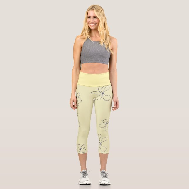gelbe Blume Capri Leggings (Vorderseite)