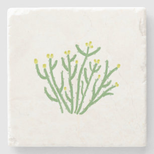 Gelbe Blume Cholla Cactus Wüste Stone Untersetzer