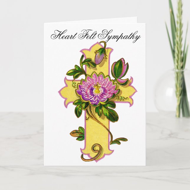 Gelbe Blume Cross Sympathy Card 18 Karte (Vorderseite)