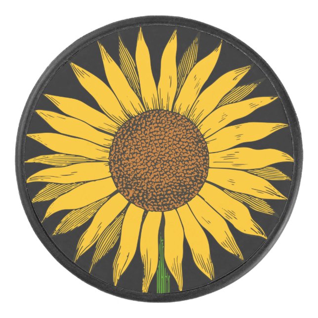 Gelbe Blume Eishockey Puck (Vorderseite)