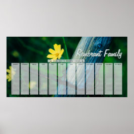 Gelbe Blume Fencepost Geburtstagskalender Poster