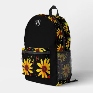 Gelbe Blume Floral Monogramm Bedruckter Rucksack