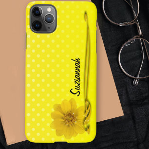 Gelbe Blume Foto Rollen Polka Dot Personalisiert iPhone 11Pro Max Hülle