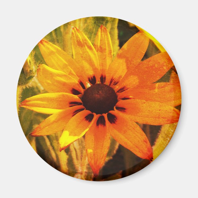 Gelbe Blume Foto Rundmagazin Magnet (Vorne)