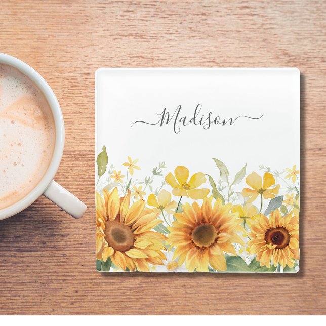 Gelbe Blume Gelbblüte Botanisch Glasuntersetzer (In situ)