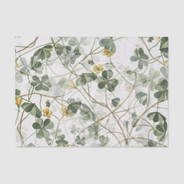 Gelbe Blume Grüne Klee Blumendekoupage Seidenpapier (Vorderseite)