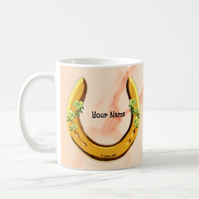 Gelbe Blume  Hufeisen Tasse (Links)