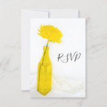 Gelbe Blume in Vase Wedding RSVP Antwortkarte