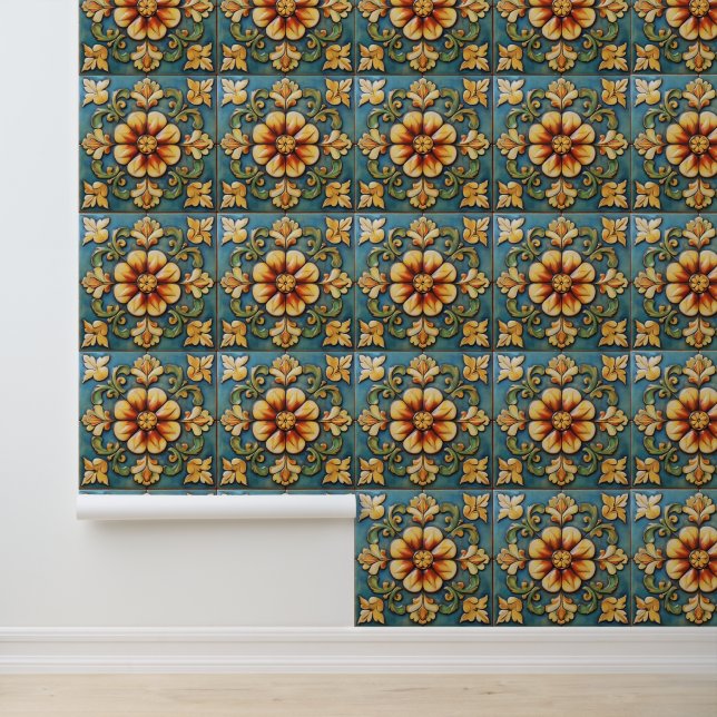 Gelbe Blume Italienischer Til Tapete (Anwendung)