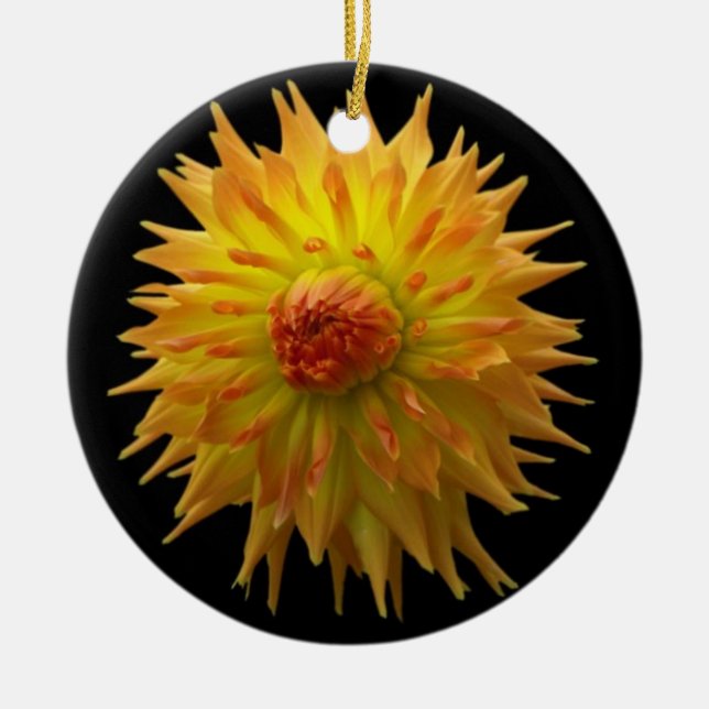 Gelbe Blume Keramikornament (Vorne)