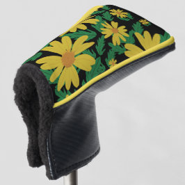 Gelbe Blume mit grünen Blätter Golf Headcover