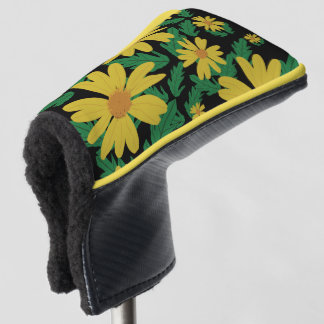 Gelbe Blume mit grünen Blätter Golf Headcover
