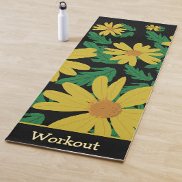 Gelbe Blume mit grünen Blätter Yogamatte