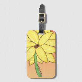 Gelbe Blume mit orangefarbenem Hintergrund Gepäckanhänger