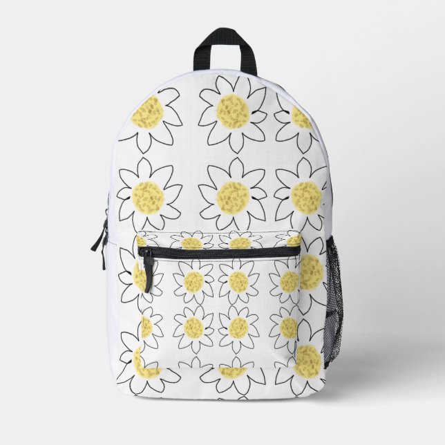 Gelbe Blume-Muster Aquarellkunst Bedruckter Rucksack (Vorderseite)