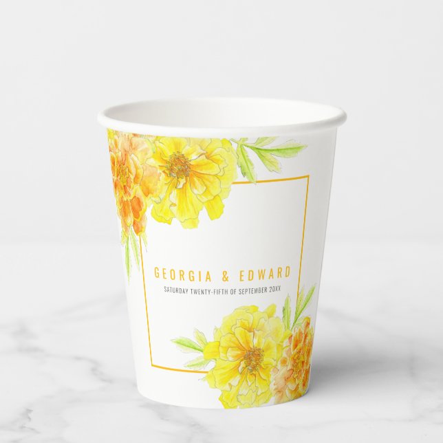 Gelbe Blume Pappbecher (Rückseite)