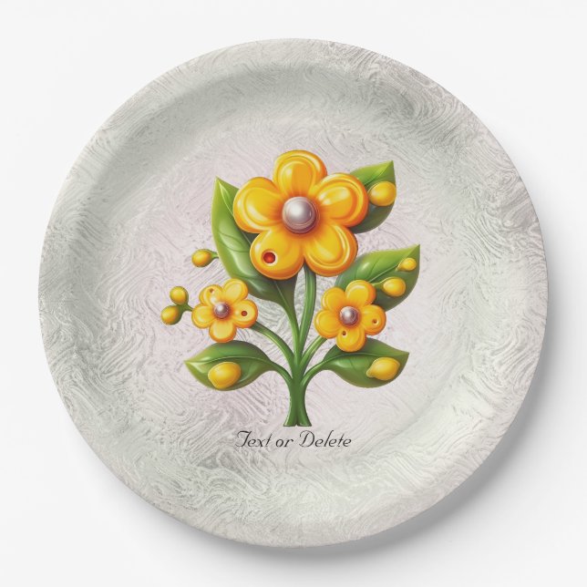 Gelbe Blume Pappteller (Vorderseite)