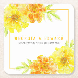 Gelbe Blume Rechteckiger Pappuntersetzer