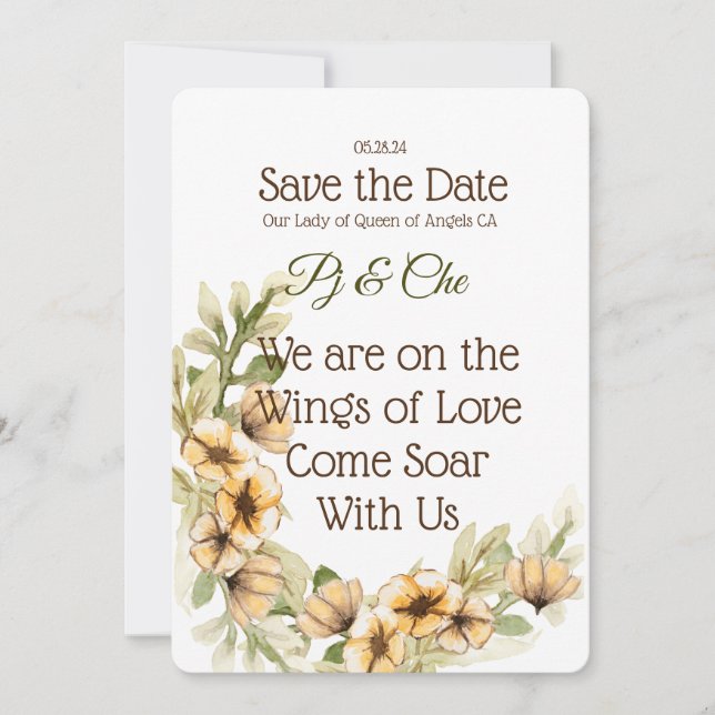 Gelbe Blume Save the Date (Vorderseite)