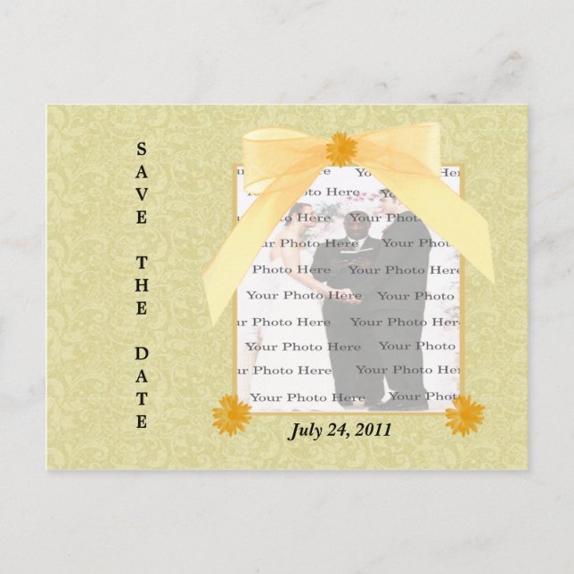 Gelbe Blume Save the Date Postkarte (Vorderseite)