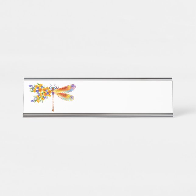 Gelbe Blume Schreibtischnamensplakette (Vorderseite )